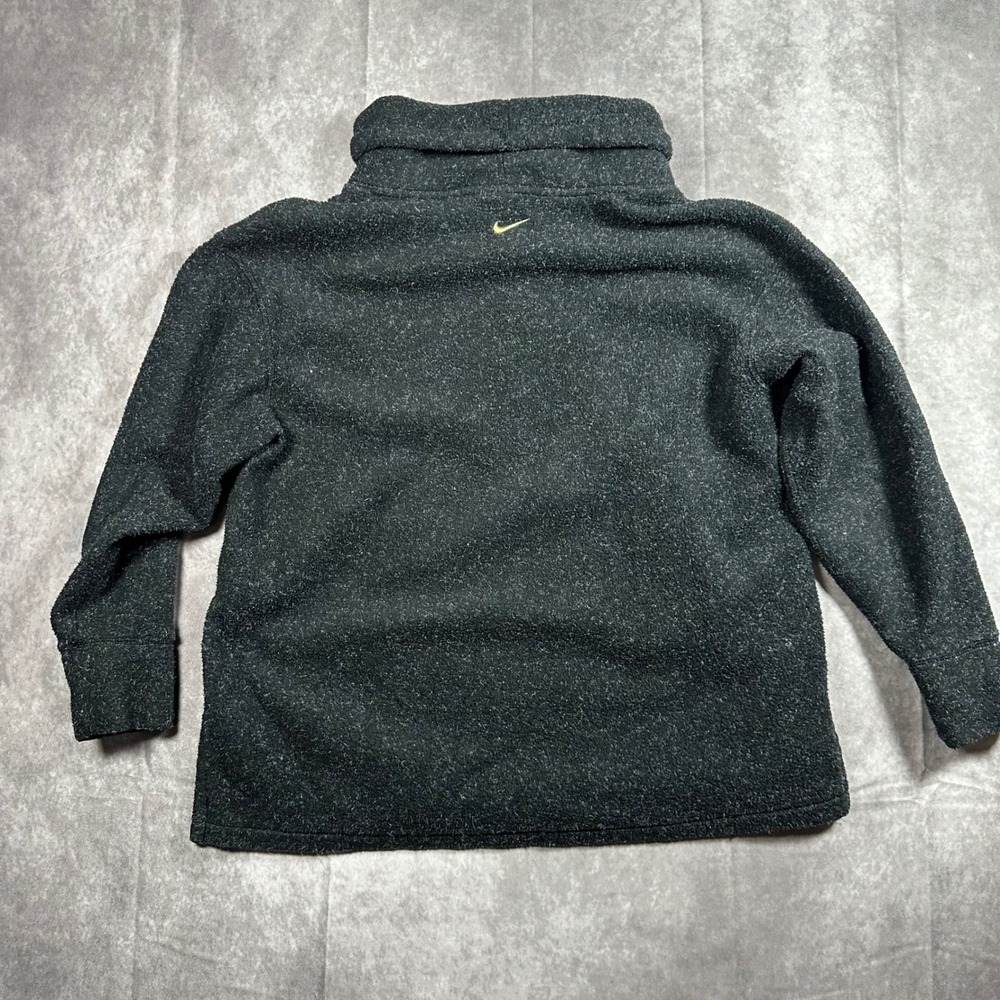 Nike Womens S Funnel Neck Fleece Hoodie Charcoal Grey Gold Swoosh Back Logo Crew
